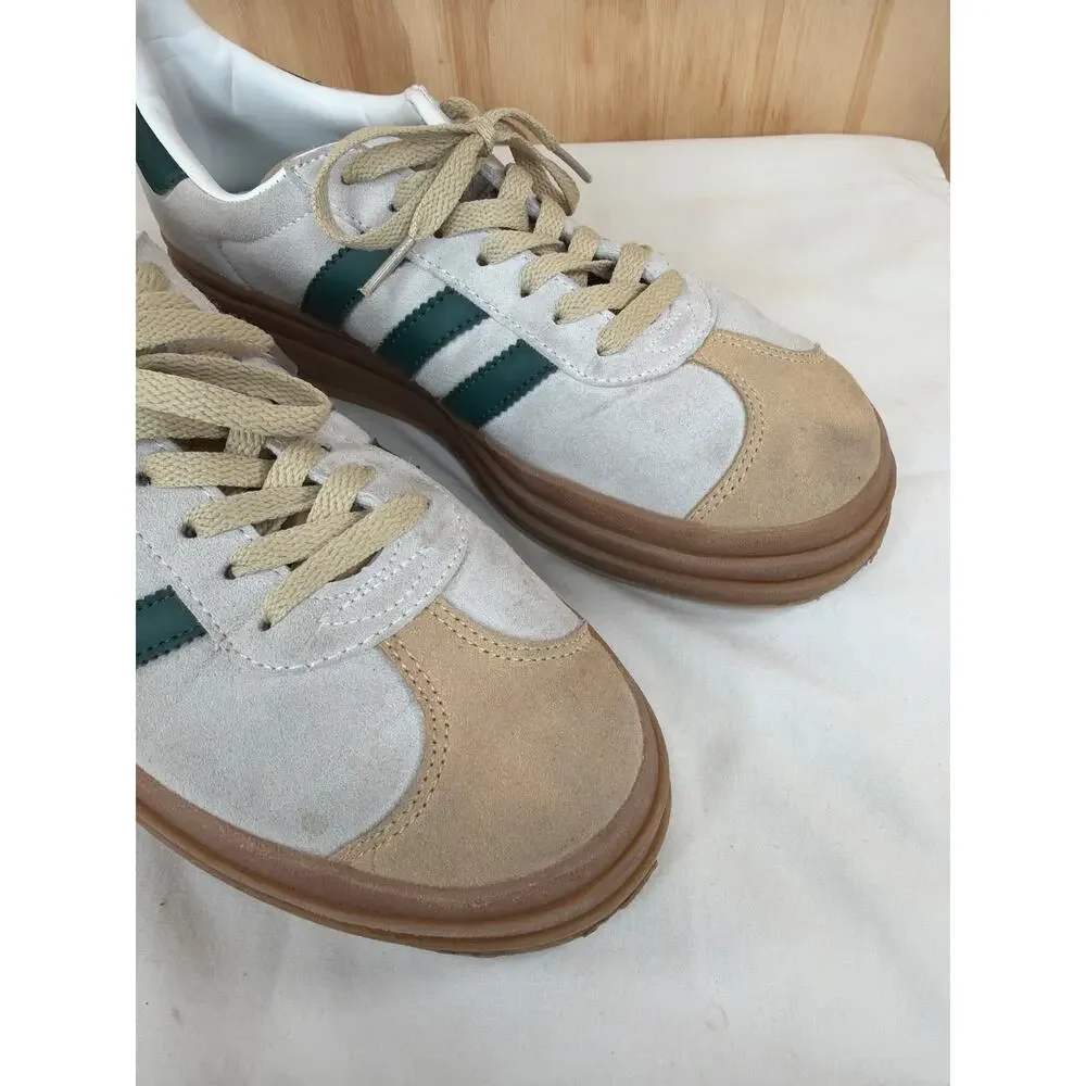 Adidas Gazelle Bold Platform Sneakers Cream Tan Green Women 8.5 Streetwear Retro